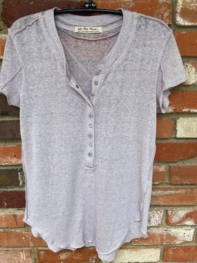 We The Free Pale Lavender Short Sleeve Henley Top